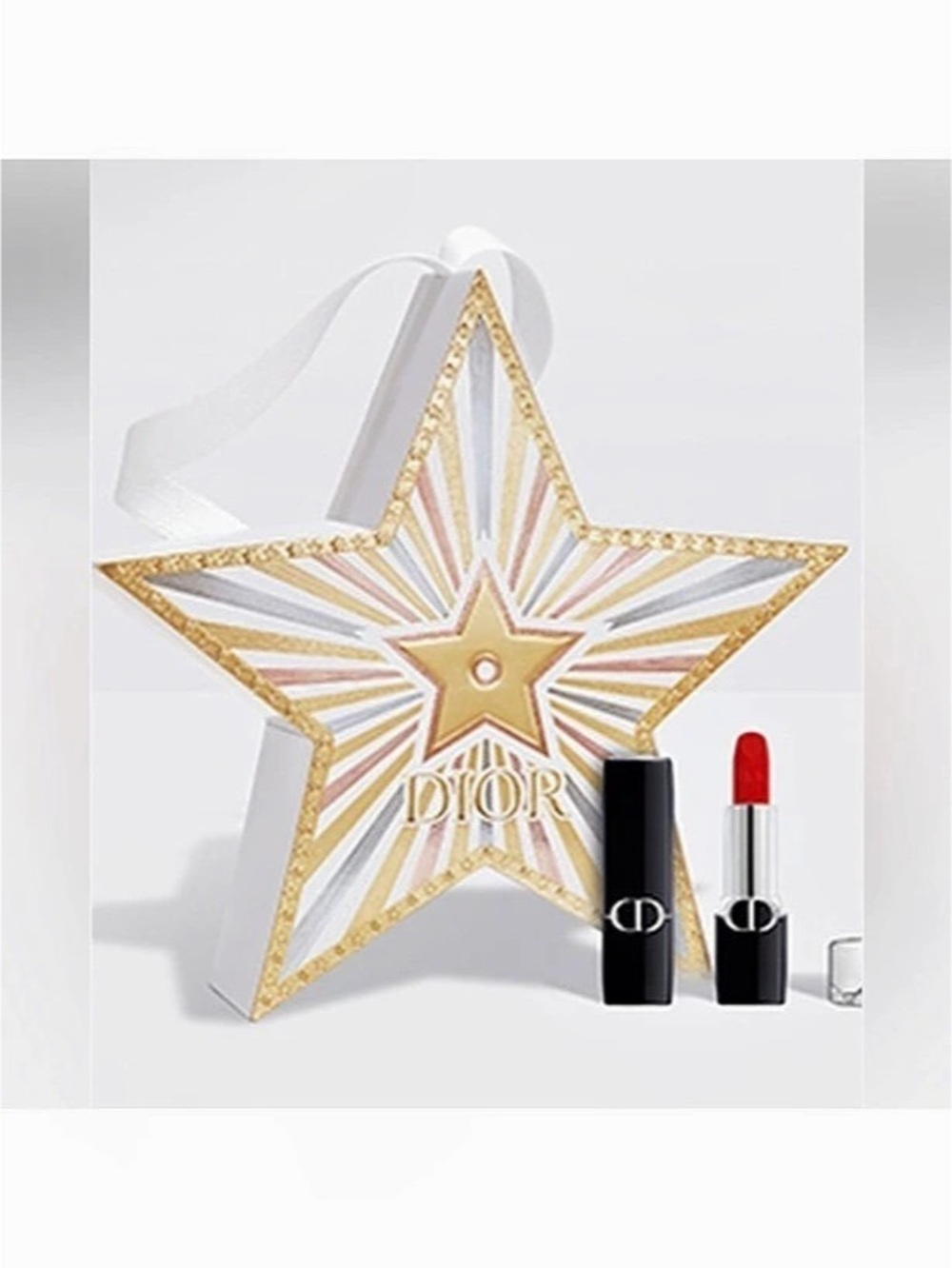Dior Rouge Dior Lipstick Shade 999 Velvet Star Holiday Ornament Gift Set Star-GW